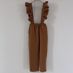 Stylish Tan Ruffle Strap Jumpsuit for Kids